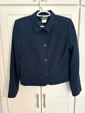 Hits at the waist Women's Navy Blue Button-Front Jacket Harve Bernard